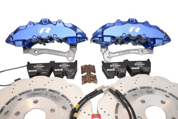 Audi RS Full Big brake upgrade Brembo 8Pot Calipers 365mm Wave Brake discs Brand NEW Lapiz Blue