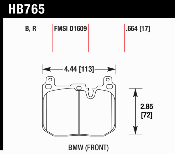 BMW Front HB765B.664 Hawk Performance HPS 5.0 Brake Pads 4pot Brembo Calipers New