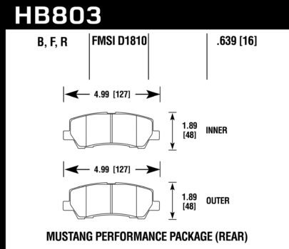 Rear Hawk Performance Brake Pads HB803B.639 Ford Mustang GT 5.0 HPS 5.0 New