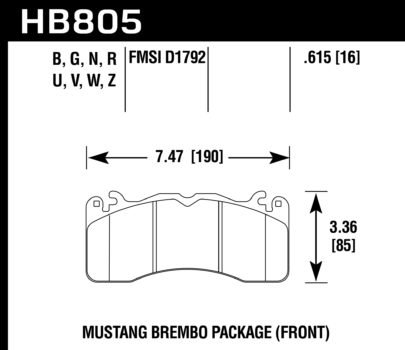 Ford Mustang GT 5.0 Front HB805B.615 Hawk Performance HPS 5.0 Brake Pads New