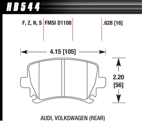 Rear Hawk Performance Brake Pads Audi TT RS 8J Rs3 8P Seat Leon Cupra 5F Perf. Pack HB544B.628 HPS 5.0 New