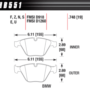 Front BMW M3 E90 Hawk Performance Brake Pads HB551B.748 HPS 5.0