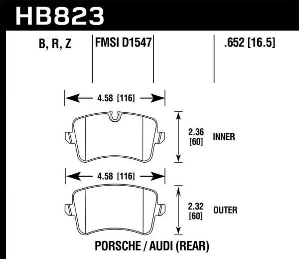 Audi Rs6 C7 Rs7 4G Rear HB823B.652 Hawk Performance HPS 5.0 Brake Pads