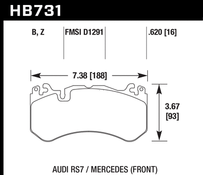 Audi Rs6 C7 Rs7 4G Front HB731B.620 Hawk Performance HPS 5.0 Brake Pads