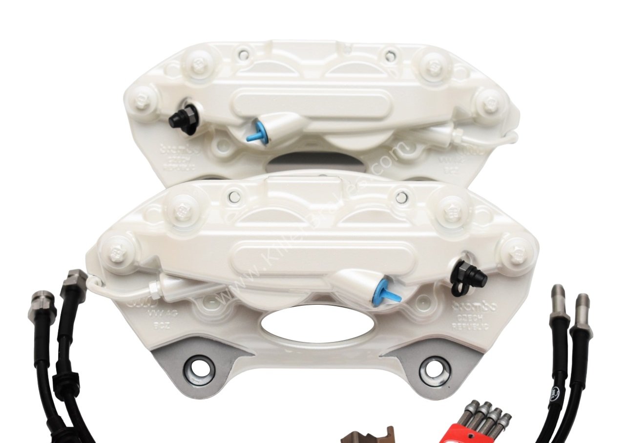 Porsche Macan Brembo 4pot Calipers 95B615123F 95B615124F MQB Direct Upgrade with Lines NEW