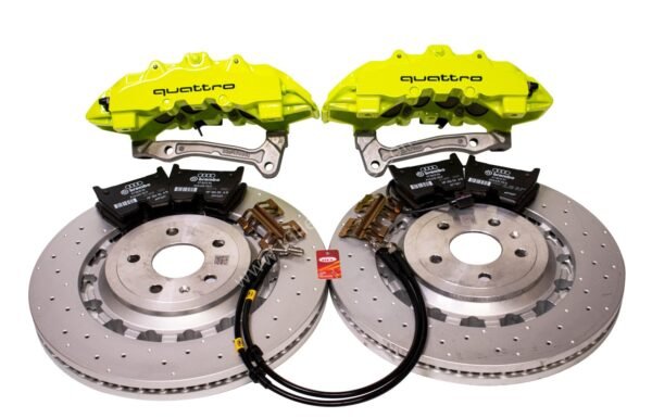 Audi TTRS 8S FL Brakes Brembo 8Pot Calipers 370x34mm Round Brake Discs Green Acid