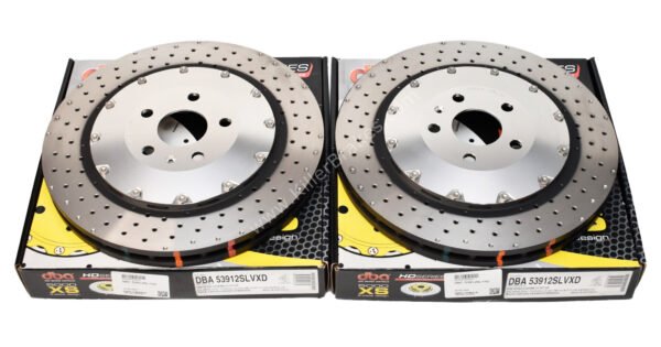 Front Audi TTRS 8S DBA53912SLVXD Brake Discs 370x34mm 2-Piece Cross Drilled Dimpled