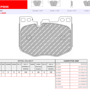 Front Ferodo Racing DS2500 Brake Pads FCP5055H BMW G20 G29 G30 G12 G01 Toyota Supra 3.0