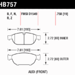 Front Hawk Performance HB757B.758 Brake Pads HPS 5.0 Audi A6 4G BiTdi 356x34mm