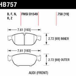 Front Hawk Performance HB757B.758 Brake Pads HPS 5.0 Audi A6 4G BiTdi 356x34mm
