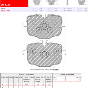 Rear Ferodo Racing DS2500 Brake Pads FCP4381H BMW G30 G12 G01 G02 G05