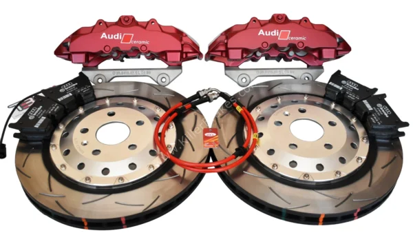 Audi RS Big Brake Upgrade Brembo 8Pot Calipers 370x32mm Round Slotted 2-piece DBA 52842SLVS Brake discs