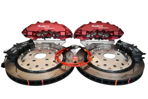 Audi RS Big Brake Upgrade Brembo 8Pot Calipers 370x32mm Round Slotted 2-piece DBA 52842SLVS Brake discs