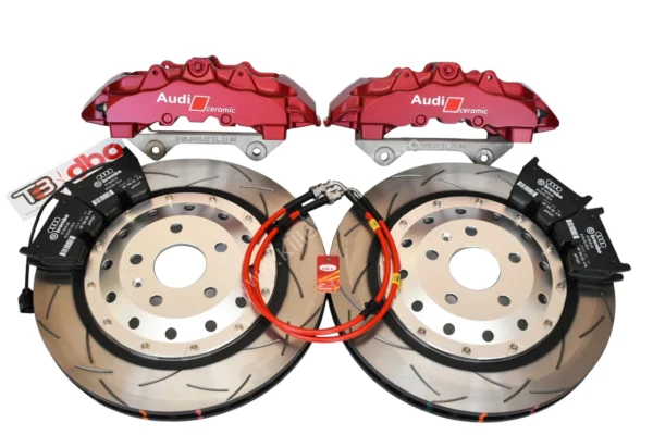 Audi RS Big Brake Upgrade Brembo 8Pot Calipers 370x32mm Round Slotted 2-piece DBA 52842SLVS Brake discs