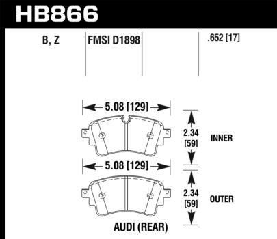 Rear Hawk Performance HB866B.652 Brake Pads HPS 5.0 Audi Rs4 Rs5 B9 S4 S5 B9 A6 C8