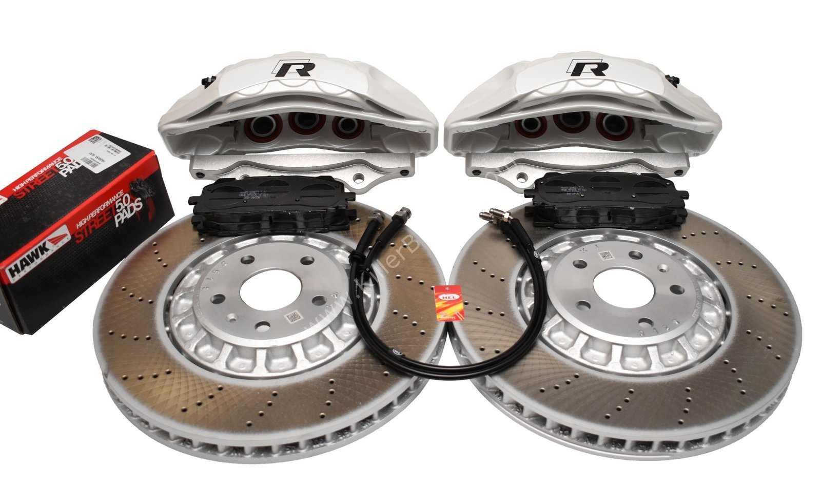 Front Audi Rsq3 F3 Brake Kit Akebono 6pot Oryx White 374x36mm New