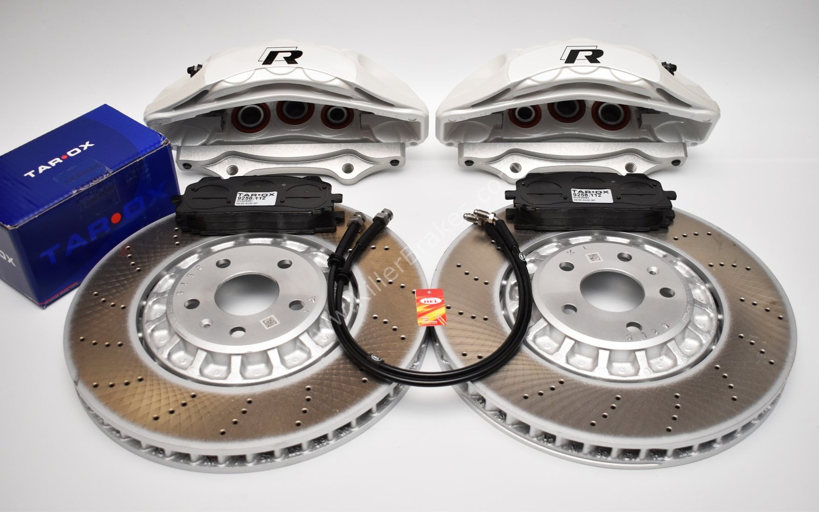 Front Audi Rsq3 F3 Brake Kit Akebono 6pot Oryx White 374x36mm New