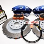 MQB Brake Kit Porsche Macan Brembo 4pot DBA 345x30mm Drilled Wave Brake Discs NEW with color logo options-4