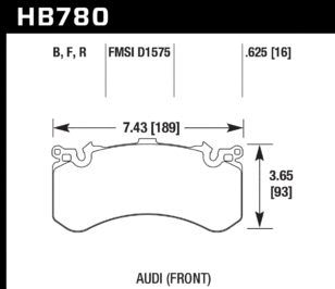 Front Hawk Performance HB780B.625 Brake Pads HPS 5.0 Audi S6 S7 4G