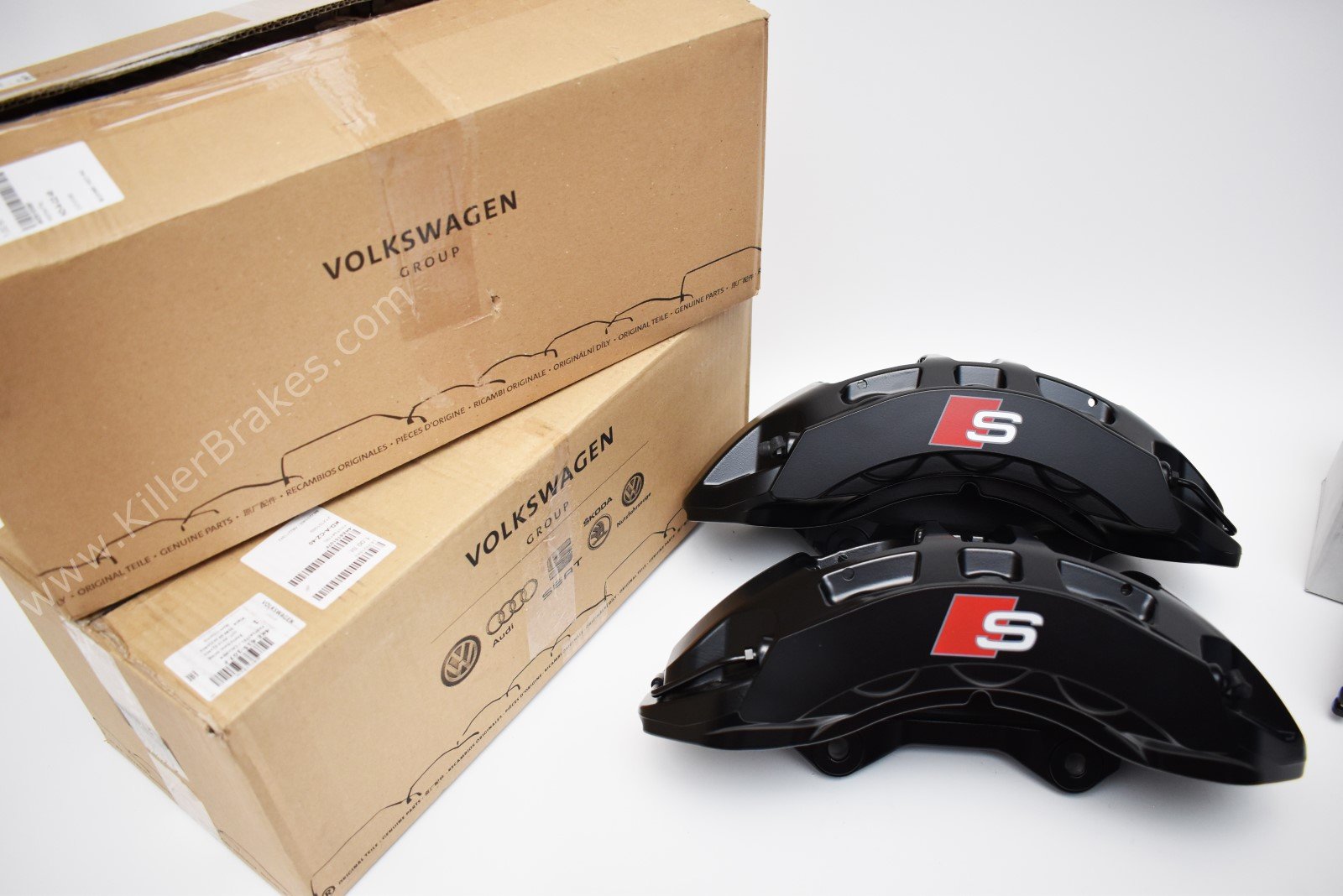 Front Audi E-Tron Brembo 6pot Calipers 400x38mm 4KE615107F 4KE615108F Black A4 S4 A5 S5 Rs4 Rs5 B9 A6 C8 New