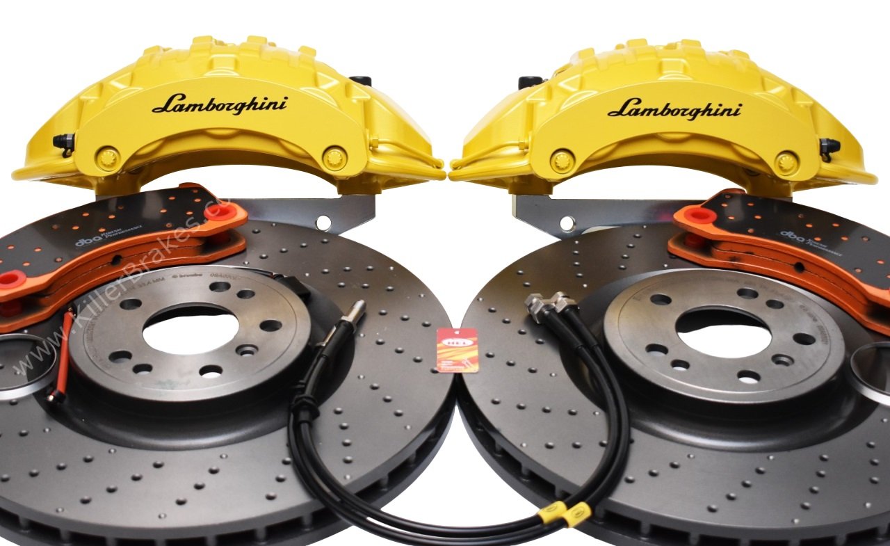 Front Brembo 6pot Brake Kit 375x36mm Brembo Drilled Brake Discs DBA Xtreme Brake pads