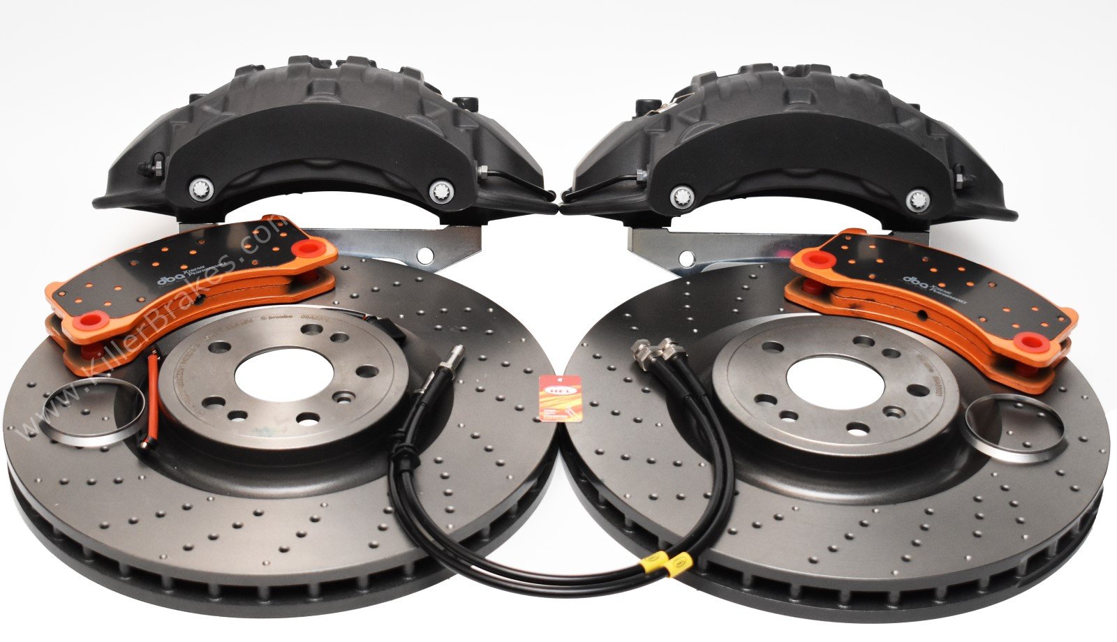 Front Brembo 6pot Brake Kit 375x36mm Brembo Drilled Brake Discs DBA Xtreme Brake pads