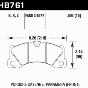 Front Porsche Panamera Cayenne E-tron GT Hawk Performance HPS 5.0 Brake Pads HB761B.593 Brembo 6pot