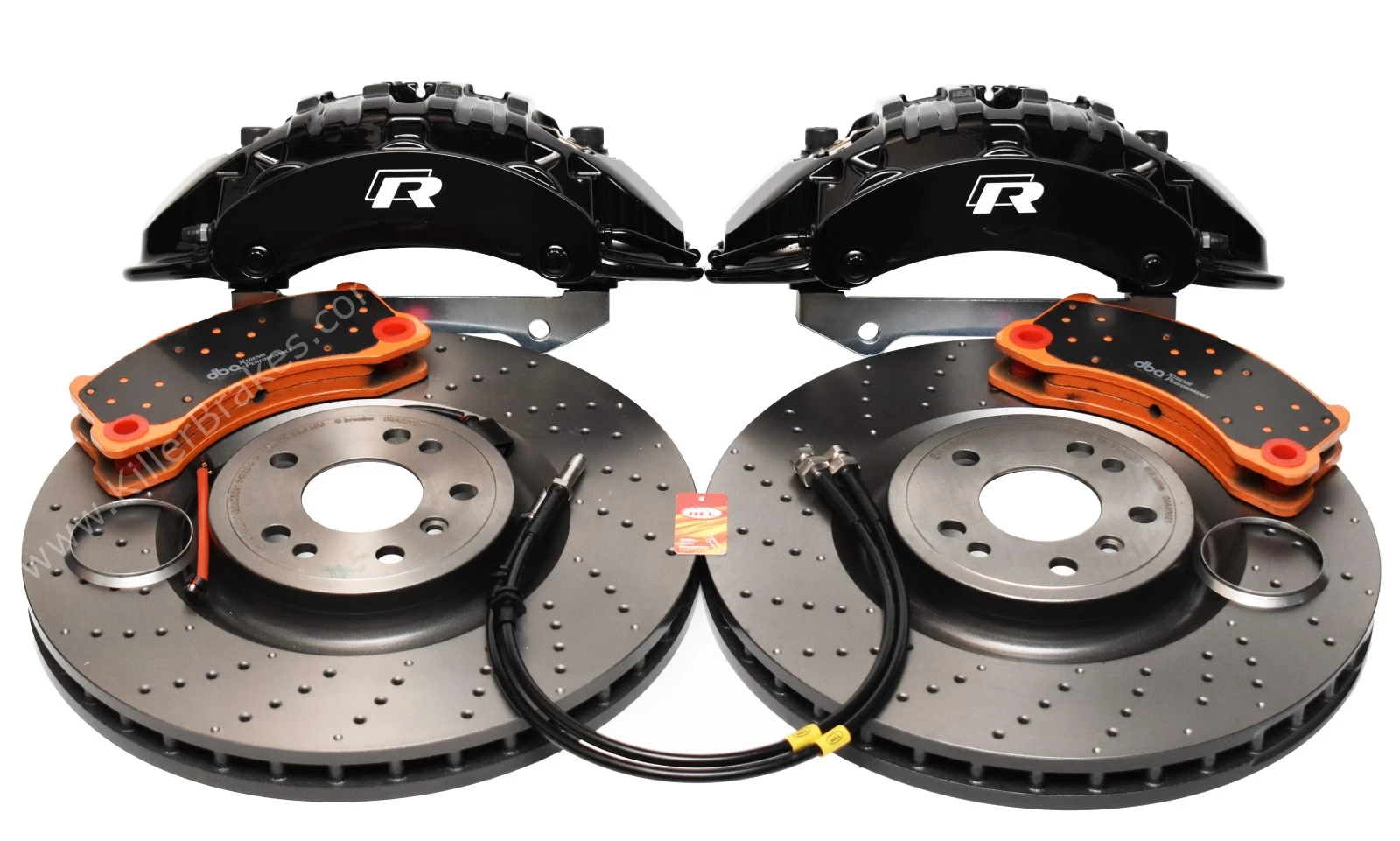 Front Brembo 6pot Brake Kit 375x36mm Brembo Drilled Brake Discs DBA Xtreme Brake pads