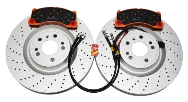 Front Brembo 6pot Brake Kit 375x36mm DBA3692OEX Drilled Brake Discs DBA Xtreme Brake pads