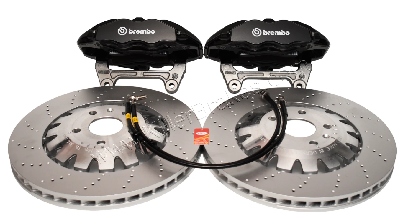 Front Seat Leon Cupra Performance Pack Audi TTRS 8J Brembo 4pot Brake Kit 370x32mm Black New