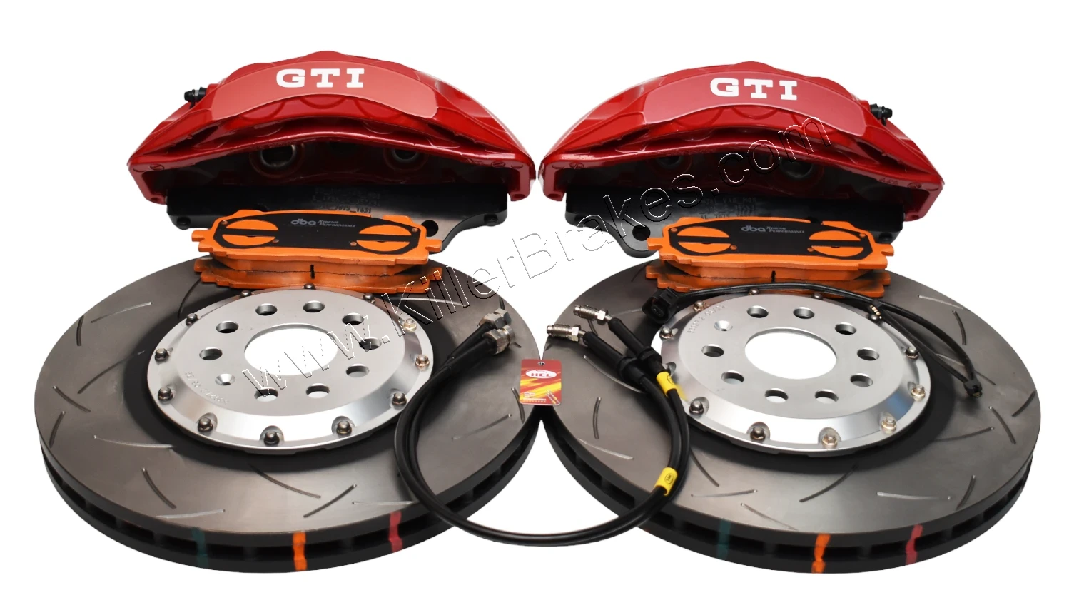 Akebono 6pot Brake Kit 357x34mm 8W0615105EE 8W0615106EE DBA53927SLVS Red