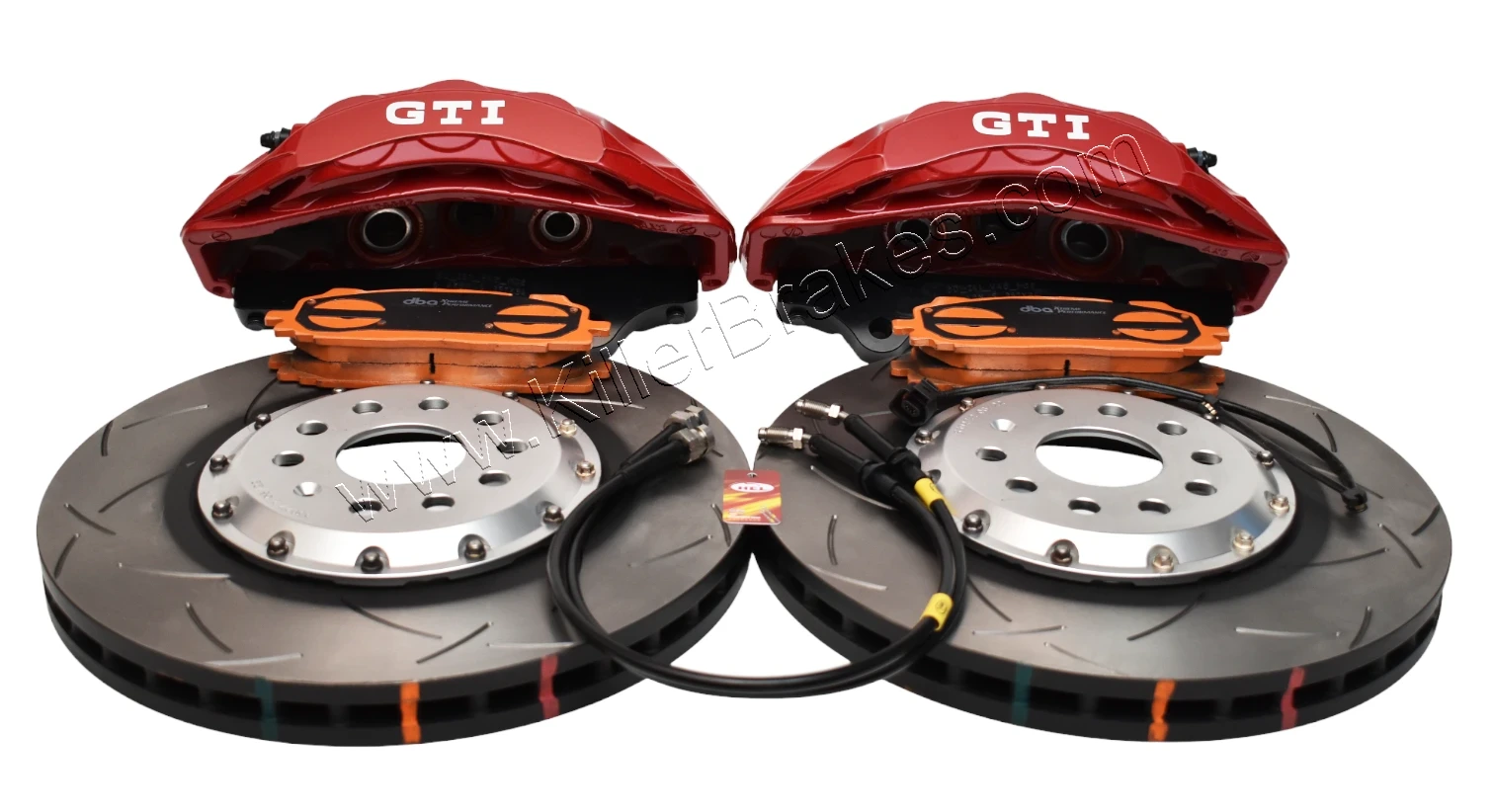 Akebono 6pot Brake Kit 357x34mm 8W0615105EE 8W0615106EE DBA53927SLVS Red