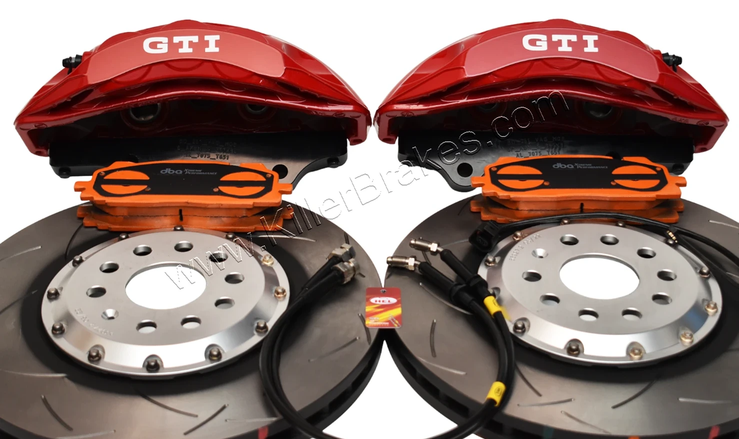 Akebono 6pot Brake Kit 357x34mm 8W0615105EE 8W0615106EE DBA53927SLVS Red