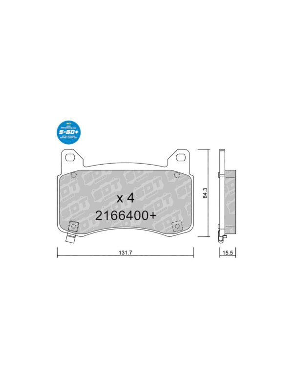 Front SDT High performance Plus brake pads s50 Tesla Model 3 Y Performance Pack