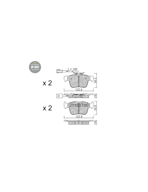 Rear SDT High performance brake pads s50 Alfa Romeo Stelvio Giulia