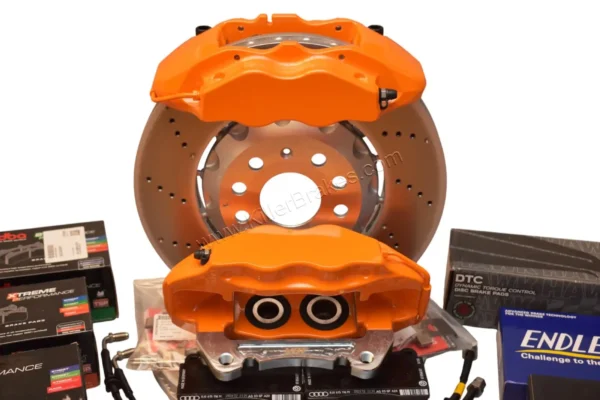 Front Cupra Audi Brembo 4pot Brake Kit Clubsport 340x30mm Adapters VBT Orange Lambo