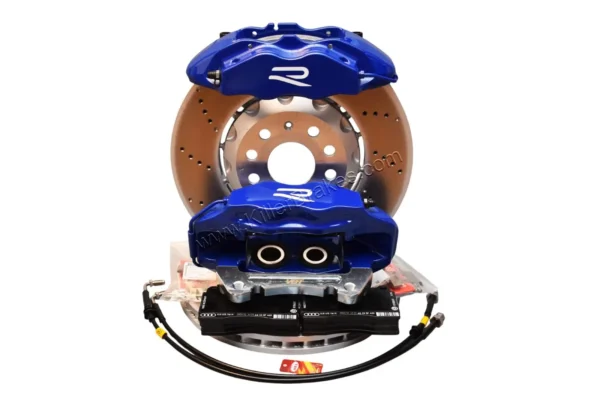 Front Cupra Audi Brembo 4pot Brake Kit Clubsport 340x30mm Adapters VBT VW 8R Blue
