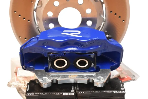 Front Cupra Audi Brembo 4pot Brake Kit Clubsport 340x30mm Adapters VBT VW 8R Blue
