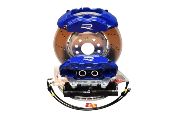 Front Cupra Audi Brembo 4pot Brake Kit Clubsport 340x30mm Adapters VBT VW 8R Blue