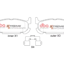 DBA Brake Pads Xtreme Performance — Rear Axle for Mazda MX5 (Mk2) (NB) Sport – DB1508XP — brake part photo
