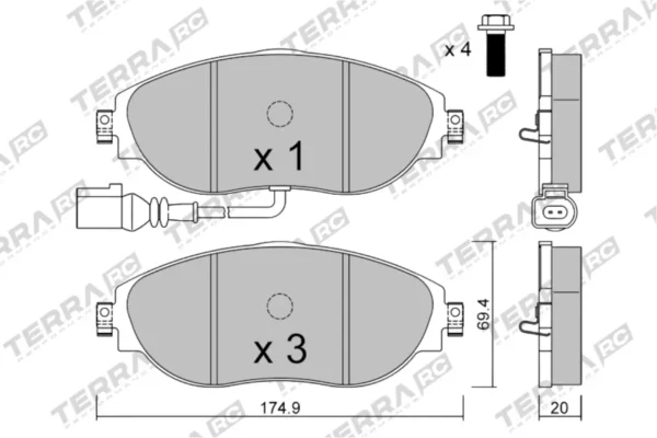 Terra Performance Race Front Brake Pads for Audi Q3 quattro F3 / Škoda Kodiaq – TP30540RC 4 Terra Performance Race Front Brake Pads for Audi Q3 quattro F3 / Škoda Kodiaq – TP30540RC Terra Performance Race Front Brake Pads for Audi Q3 quattro F3 / Škoda Kodiaq – TP30540RC — brake part photo